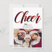 CHEER Rode Kerst Geruite Kerstkaart Kaart (Voorkant)