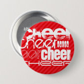 Cheer; Scarlet Red Stripes Ronde Button 7,6 Cm (Voorkant /achterkant)