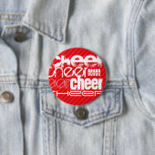 Cheer; Scarlet Red Stripes Ronde Button 7,6 Cm (In situ)