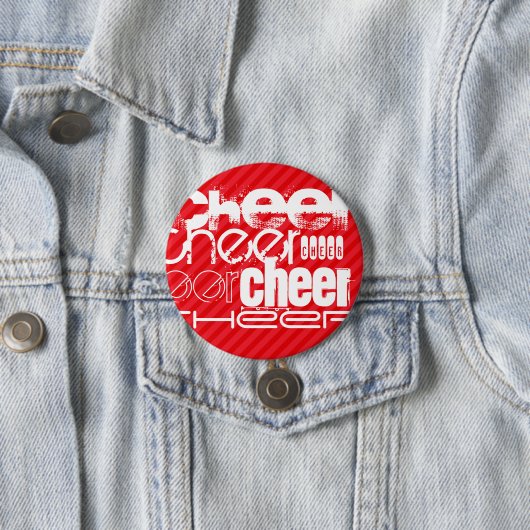 Cheer; Scarlet Red Stripes Ronde Button 7,6 Cm (In situ)