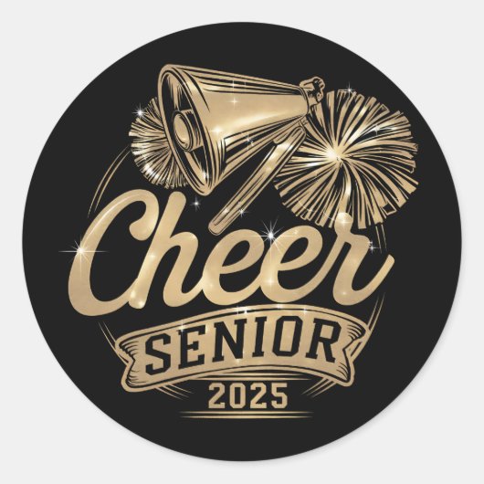 Cheer Senior 2025 Cheerleader Afstuderen Klasse va Ronde Sticker (Voorkant)