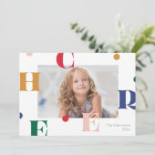 CHEER - speelse vakantiefoto ontwerp Feestdagenkaart (Staand voorkant)