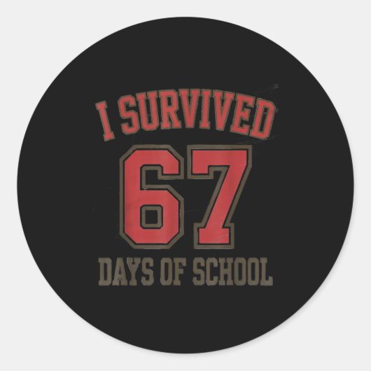Cheer Squad I Survived 67 Days Of School Slang Gen Ronde Sticker (Voorkant)
