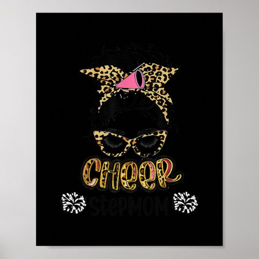 Cheer Stepmama Leopard Messy Bun Cheerleader Poster (Voorkant)