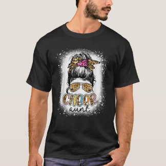 Cheer tante Leopard Messy Bun Cheerleader Mothers T-shirt