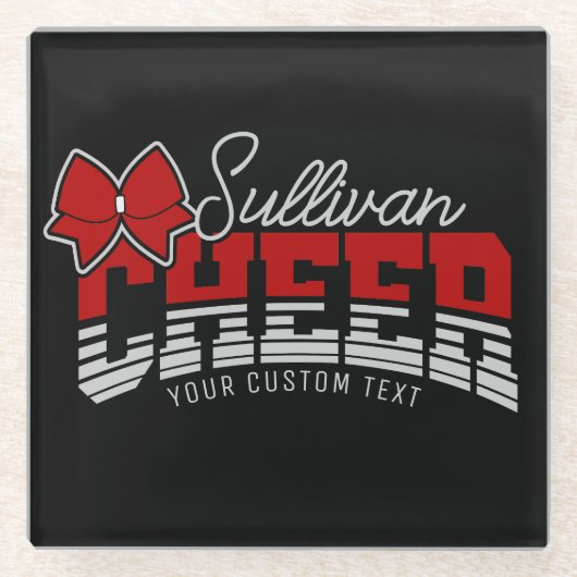 Cheer Team ADD NAME School Athlete Cheerleader Glazen Onderzetter (Voorkant)