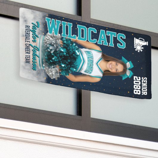 Cheer Team Custom Sports Photo Senior Cheerleading Spandoek (Buitenkant Gebouw)