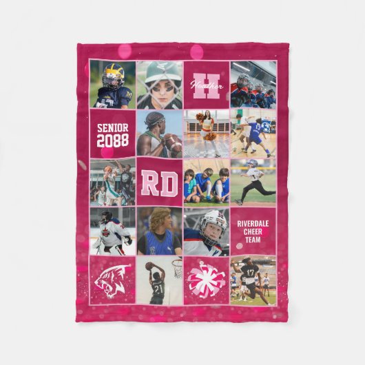 Cheer Team Senior Night Aangepaste Foto Roze Confe Fleece Deken (Voorkant)