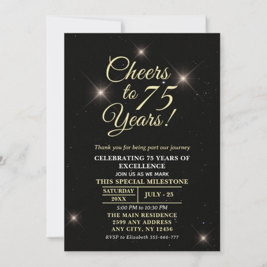 Cheer to Seventy-Five - 75th Anniversary Kaart (Voorkant)