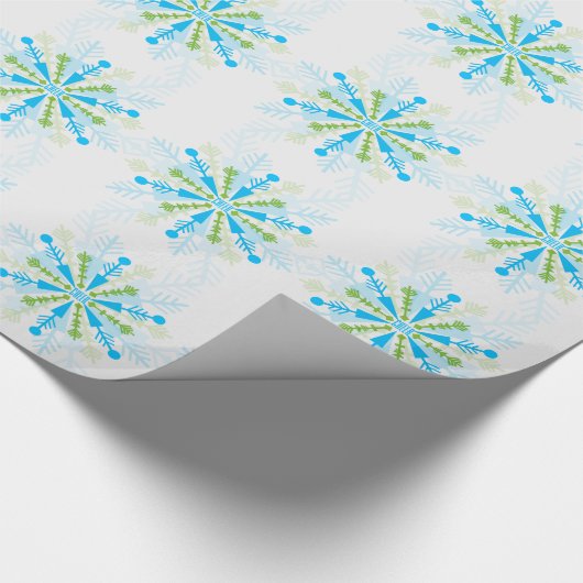 CHEER Turquoise Blue en Green Snowflakes Cadeaupapier (Hoek)