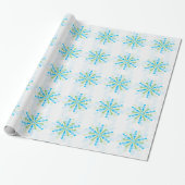 CHEER Turquoise Blue en Green Snowflakes Cadeaupapier (Uitgerold)