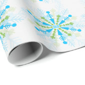 CHEER Turquoise Blue en Green Snowflakes Cadeaupapier (Rol Hoek)
