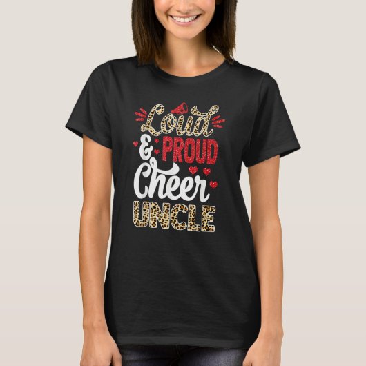 Cheer Uncle Biggest Fan Leopard Print And Pom Pom T-shirt (Voorkant)