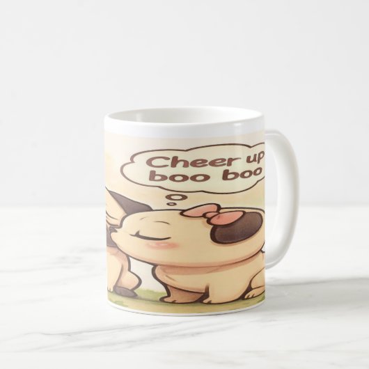 Cheer Up Boo Boo: Cute Pug Mug Koffiemok (Voorkant rechts)
