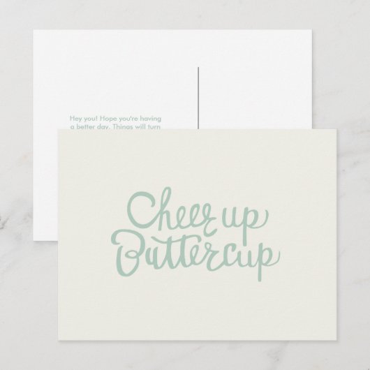 Cheer Up Buttercup Hand geletterd Wenskaart Briefkaart (Voorkant / Achterkant)