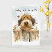 Cheer Up Gemengde Ras Hond Kijkend over het hek Kaart (Gele Bloem)