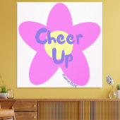 Cheer Up Pop Art Roze Bloemen Christelijke Canvas (Insitu (Woonkamer))