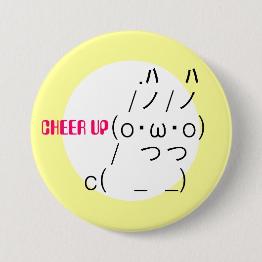 Cheer up Rabbit Ronde Button 7,6 Cm (Voorkant)