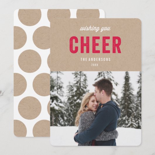 Cheer | Vakantieknopkaart Feestdagenkaart (Voorkant / Achterkant)