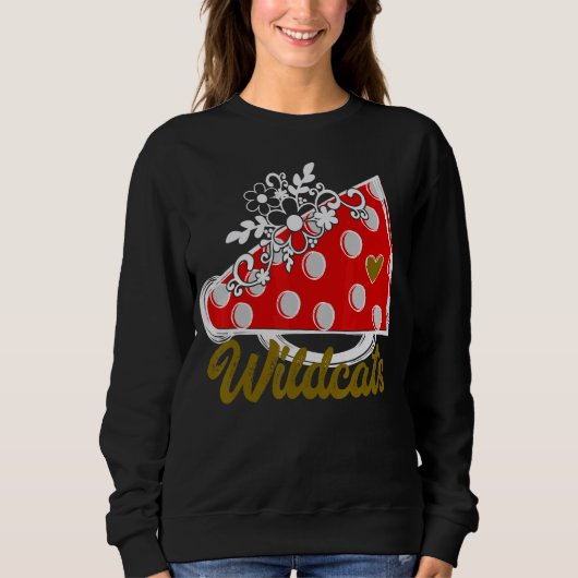 Cheer WILDCATS Red Megaphone Heart Flower Accent Trui (Voorkant)