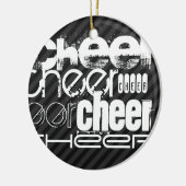 Cheer; Zwarte & Donkergrijze strepen Keramisch Ornament (Links)