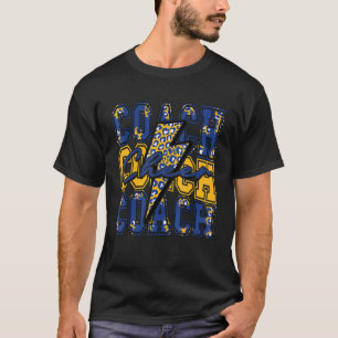 Cheercoach Bliksemflits Cheer Luipaard Blauw Goud T-shirt