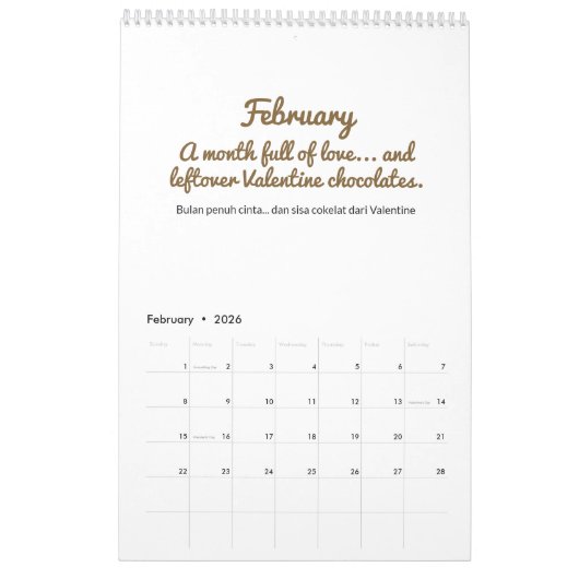 Cheerful 2026 Quote Calendar Kalender (Feb 2026)