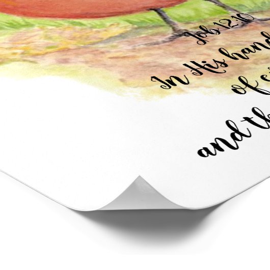 Cheerful American Robin Waterverf Bijbelscriptie Poster (Hoek)