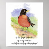 Cheerful American Robin Waterverf Bijbelscriptie Poster (Voorkant)