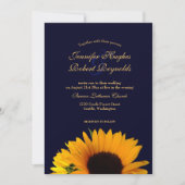 Cheerful and Elegant Navy Blue Sunflower Wedding Kaart (Voorkant)