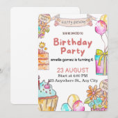 Cheerful and Playful Birthday Design Kaart (Voorkant / Achterkant)