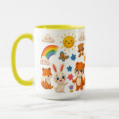 Cheerful Animals and Rainbow Ceramic Mug Mok (Links)