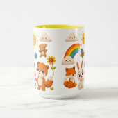 Cheerful Animals and Rainbow Ceramic Mug Mok (Midden)