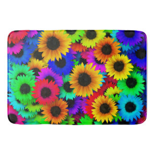 Cheerful Array of Colorful Sunflower Badmat