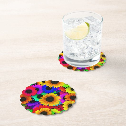 Cheerful Array of Colorful Sunflower Kartonnen Onderzetters (Insitu)