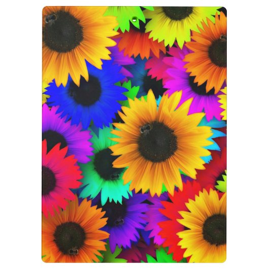 Cheerful Array of Colorful Sunflower Klembord (Achterkant)