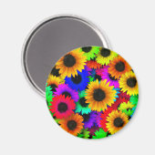 Cheerful Array of Colorful Sunflower Magneet (Voorkant / Achterkant)