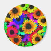 Cheerful Array of Colorful Sunflower Magneet (Voorkant)