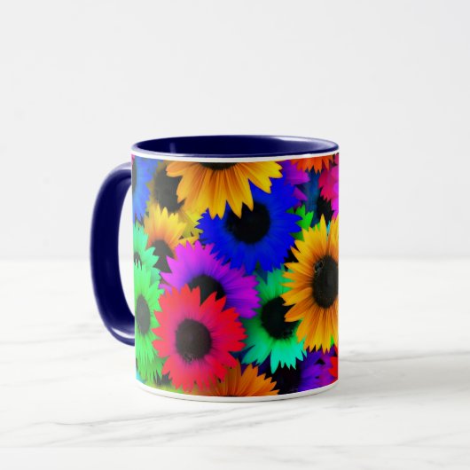 Cheerful Array of Colorful Sunflower Mok (Voorkant links)