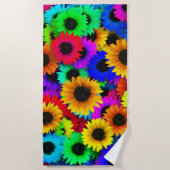 Cheerful Array of Colorful Sunflower Strandlaken (Voorkant)