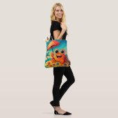 Cheerful Beach Crab with Umbrella Tropical Tote Bag (Op model)