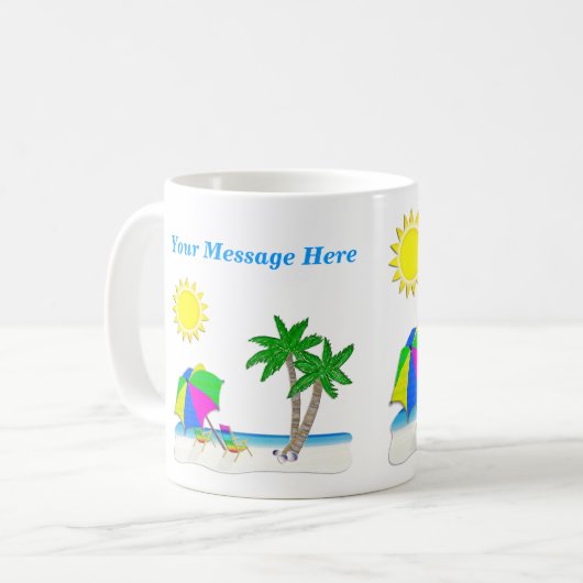 Cheerful Beach Theme Mokken Persoonlijke koffiekop (Voorkant links)