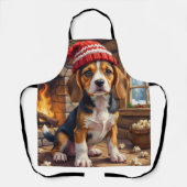 Cheerful Beagle Puppy in Stocking Cap Cozy Schort (Voorkant)