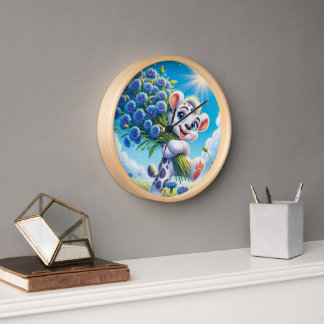 Cheerful Bear with Blue Flowers