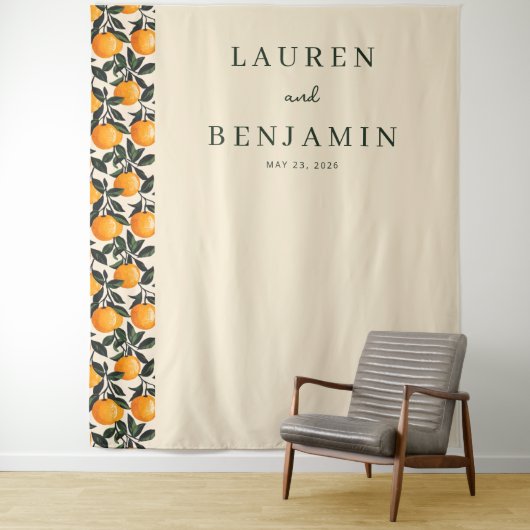 Cheerful Beige Citrus Fruits Wandkleed (In situ)