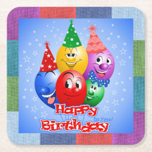 Cheerful Birthday-ballonnen Kartonnen Onderzetters