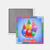 Cheerful Birthday-ballonnen Magneet (Voorkant / Achterkant)