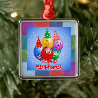 Cheerful Birthday-ballonnen Metalen Ornament