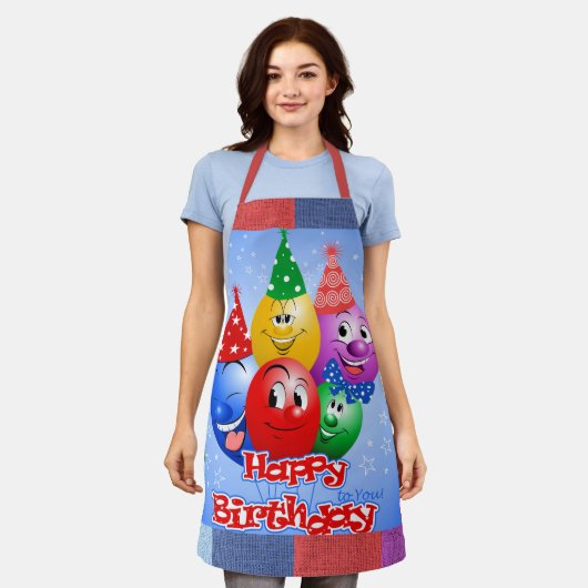 Cheerful Birthday-ballonnen Schort (Gedragen)