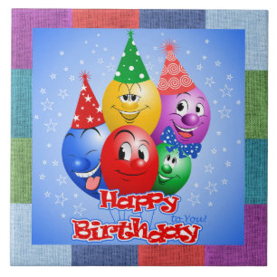 Cheerful Birthday-ballonnen Tegeltje